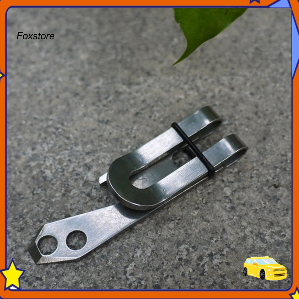 [Fx] Money Clip Multi-function Mini Stainless Steel Slim Wallet Minimalist Carabiner สําหรับกลางแจ้ง
