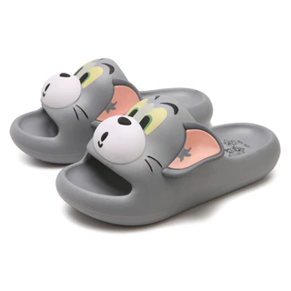 XIXITIAO รองเท้าแตะ สำหรับผู้ชายและผู้หญิง ตอนฤดูร้อน ลายการ์ตูน Tom & Jerry รองรับโค้งเท้า