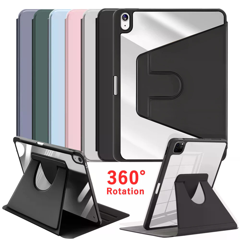 360° หมุนสําหรับ iPad 12th 2026 11th A16 10th gen พร้อมผู้ถือปากกา 360 หมุนอะคริลิค Clear Hard แท็บเ