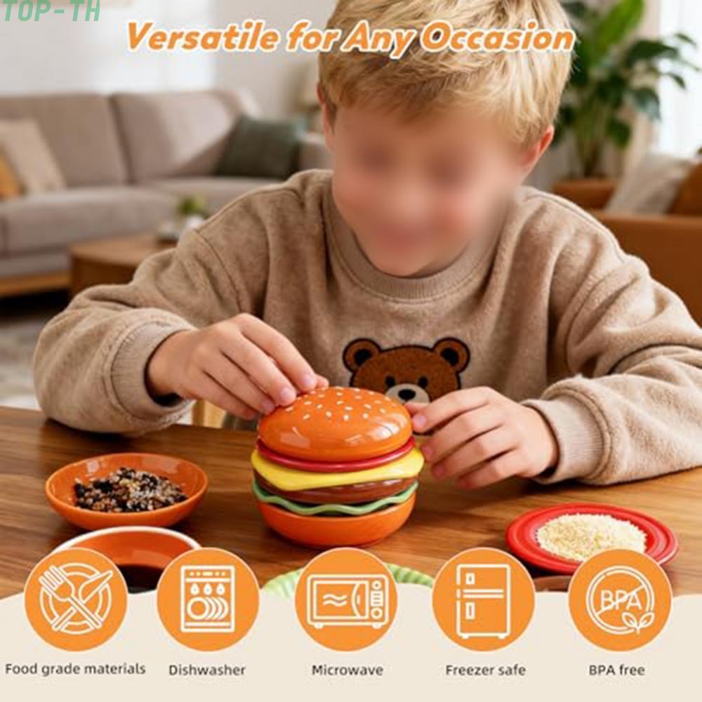 Plastic Burger Shape Dipping Plates 6 Piece Set for Sushi Soy Sauce Vinegar Dips