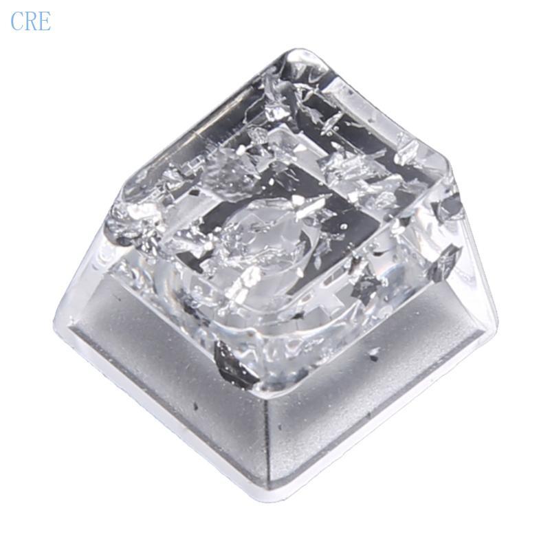 CRE 1PC DIY เรซิ่น Backlit คีย์บอร์ดแบบกลไก Keycap OEM Profile R4s โปร่งใสฟอยล์สีเงิน Keycap