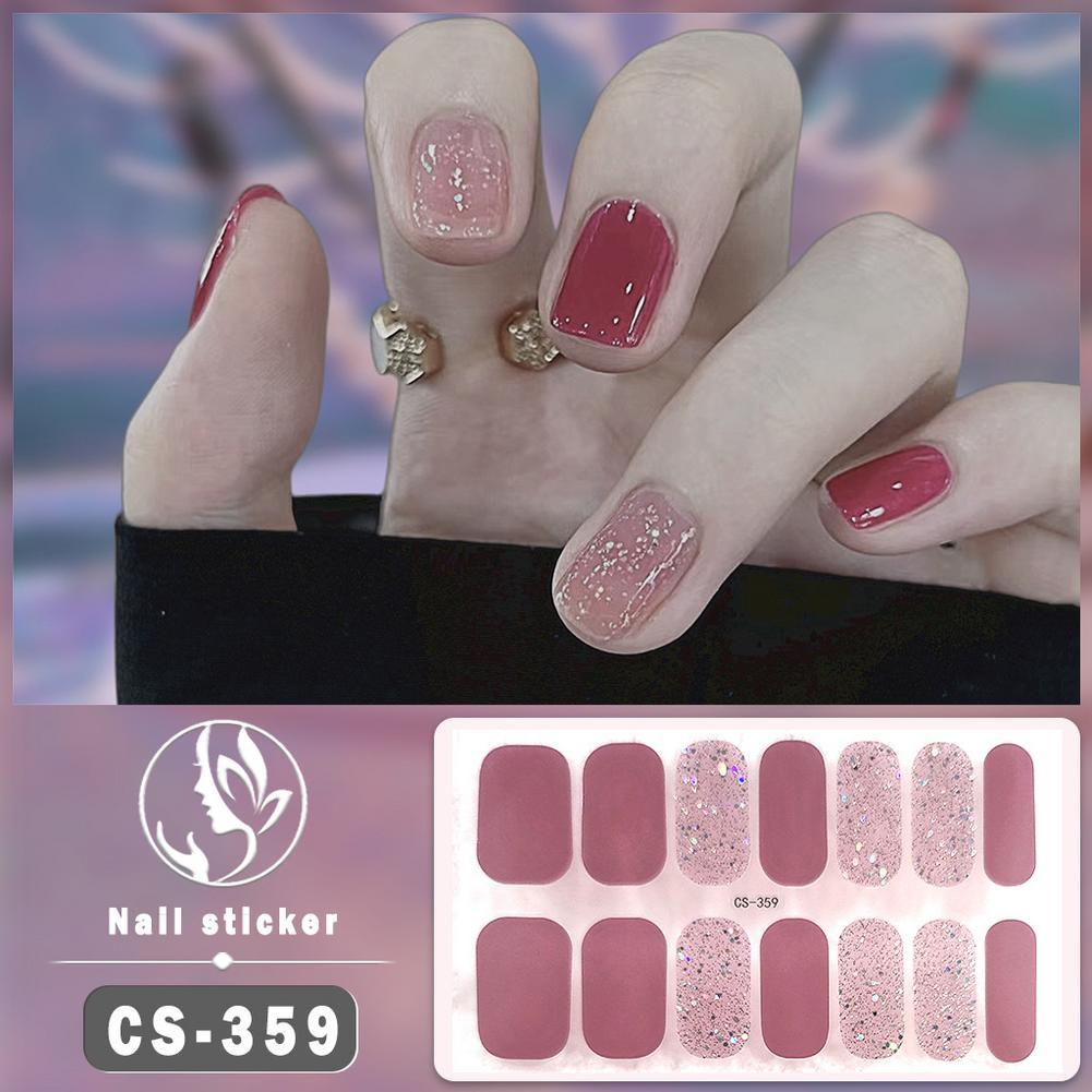 14Tips ฟอยล์เจลเล็บสติกเกอร์ Semi Cured เจลเล็บสติกเกอร์ Glittering สติกเกอร์ Wraps Art F0G7