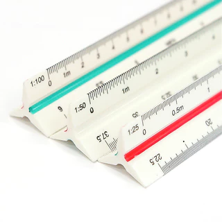 ไม้สเกล สเกลสามเหลี่ยม 30 ซม. (สเกลต่ำ / สเกลสูง) WAKU ไม้สามเหลี่ยม ไม้วัดสเกล Triangular Scale