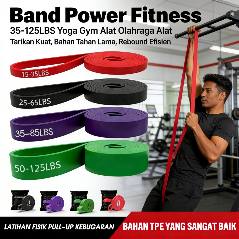 ฟิตเนสกีฬาอุปกรณ์ยิม Power Yoga 35-125LBS Band Resistance 125LBS