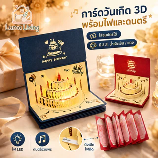 LumaLiving กล่องของขวัญวันเกิด แบบดึงเงินสด DIY ดึงเงินสดได้ พร้อมเสียงเพลงและไฟวอร์ม ดีไซน์ชมพูทอง เปิดกล่องแล้วกางเป็นเค้กป๊อปอัพสามมิติ เพิ่มความเซอร์ไพรส์