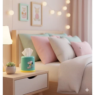 ESKIMO กล่องทิชชู่แบบม้วน กล่องทิชชู่สดใส ลาย Hello Summer สำหรับใส่ทิชชู่ แข็งแรง ทนทาน T7010