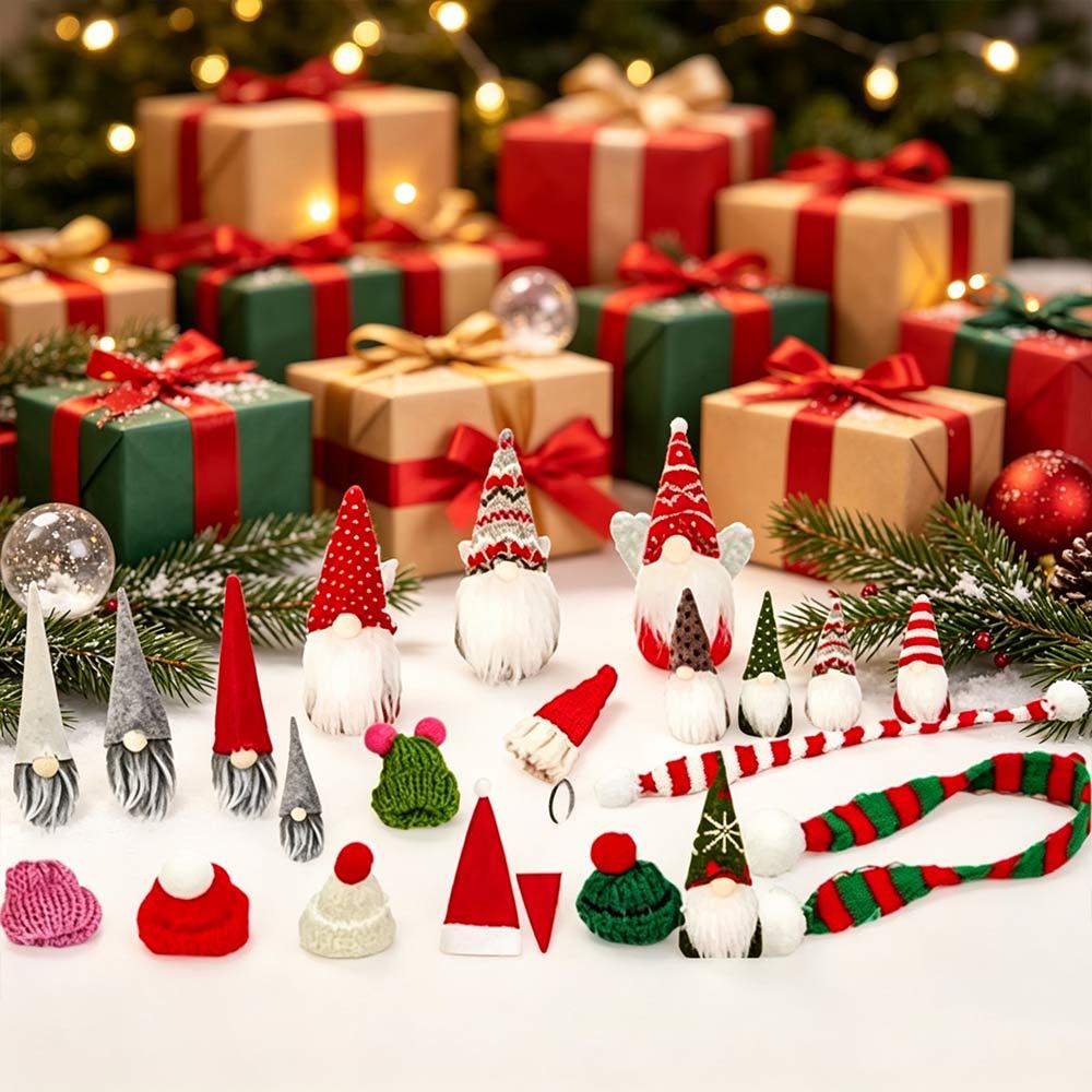 Christmas Advent Calendar Countdown Calendar with Mini Plush Gnome Dolls & Knitted Accessories