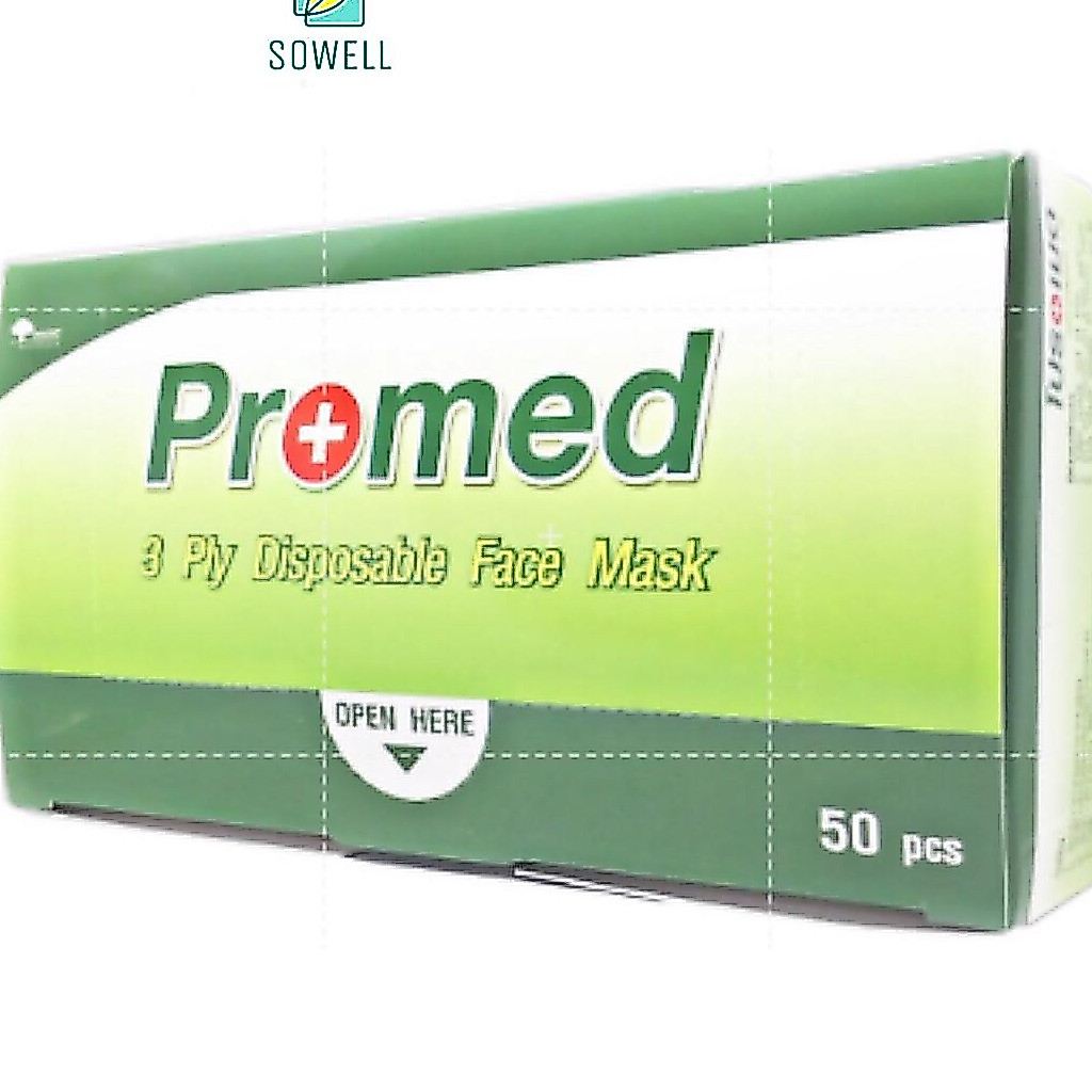 หน้ากากอนามัย โปรเมด หนา 3 ชั้น Promed 3 Ply Disposable Face Mask
