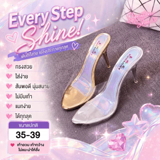 ส้นสูง 4 นิ้ว size 35–39 รองเท้าส้นสูงผู้หญิงสายใส ส้นแก้ว ใส่ออกงาน 611