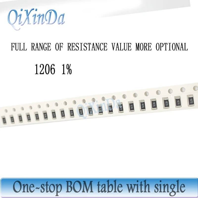 100PCS 1206 SMD 1% ตัวต้านทาน 0R-10M 0.1R 0.15R 0.56R 1R 5.6R 10R 16R 33R 1K 10K 62K 75K 100K 240K 4