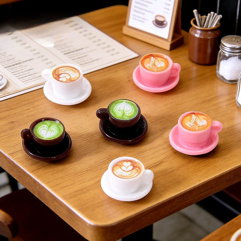 30ชิ้นมินิถ้วยกาแฟสีชมพูสีขาวเรซิ่นเสน่ห์สําหรับ ทําเอง(5-3)