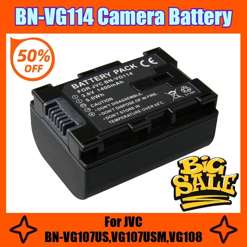 3.6V 1400mAh BN-VG114 แบตเตอรี่กล้องสําหรับ JVC BN-VG107US VG107USM VG108