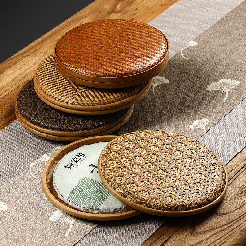 Handmade Bamboo Woven Vintage Pu'er Tea Cake Box Tea serving box Exquisitely Crafted Tea Awakening P