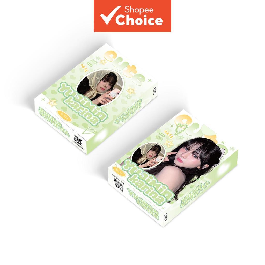 Karina 55 ชิ้น Photocard Aespa Lomo การ์ดสีเขียวสด Idol คอลเลกชันสมุดภาพเคสโทรศัพท์ตกแต่งพัดลมของขวัญความงาม Kpop สินค้าแพ็ค