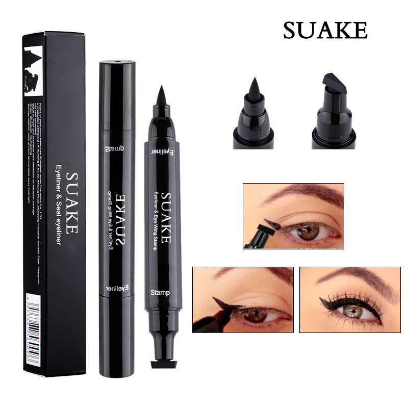 [คลังสินค้าพร้อม] Suake Suake อายไลเนอร์ซีลสองหัวขี้เกียจสองในหนึ่งเดียว Wing Seal Liquid Eyeliner W
