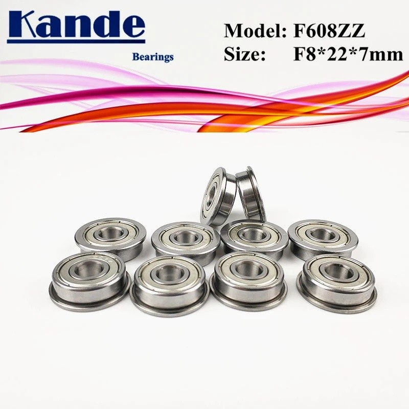 พร้อมหน้าแปลน Miniature Deep Groove F608 Ball Bearing F8x22x7mm F608-ZZ CNC เครื่องกัดรอก Y