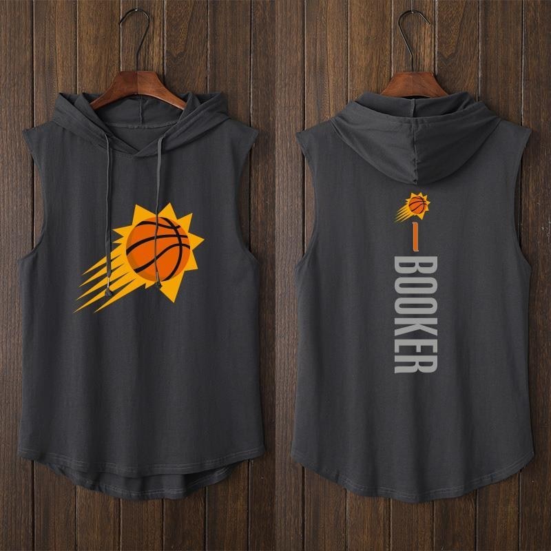 Phoenix Sun ทีม Booker Ayton Ball เสื้อกั๊กบาสเกตบอลเสื้อยืดแขนกุดเสื้อผ้าแฟชั่น Hooded Vest 12 ผลิต