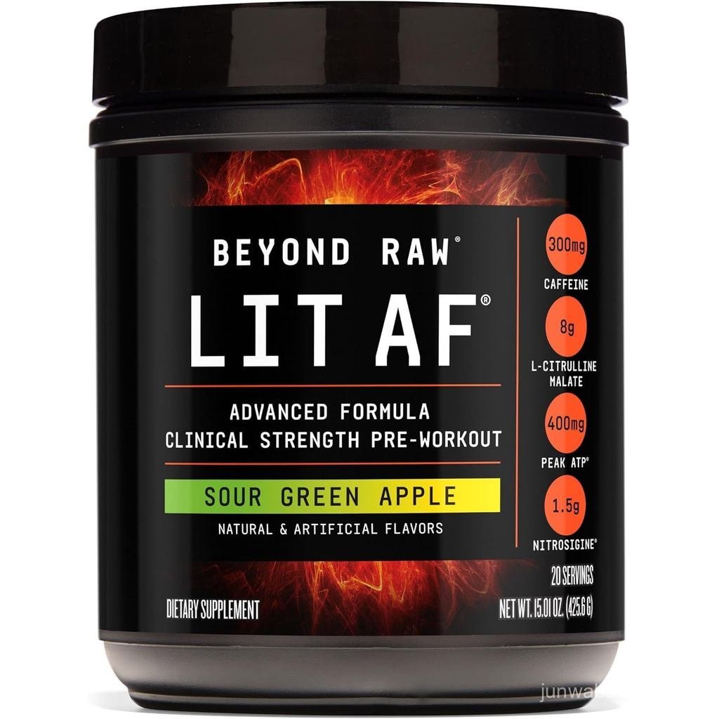 Beyond Raw LIT ขั้นสูง Pre ออกกําลังกายสูตร Sour Green Apple สําหรับ Energy Endurance Targeted Relea