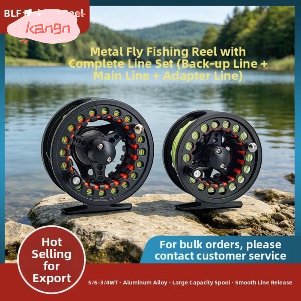 KANGN Fly Reel Combo, ขนาดใหญ่ Arbor อลูมิเนียม Fly Fishing Reel, น้ําหนักเบา 3/4 5/6 WT Backing Lea