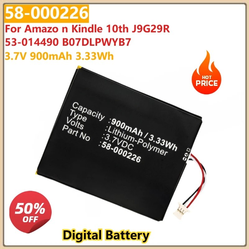 58-000226 เปลี่ยนแบตเตอรี่ดิจิตอล 3.7V 900mAh 3.33Wh สําหรับ Amazo n Kindle 10th J9G29R 53-014490 B0