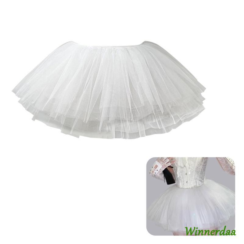 WIN ผู้หญิง 6 ชั้น 28 ซม.Ruffled Tulle สั้น Tutus กระโปรง Petticoat สําหรับปาร์ตี้เครื่องแต่งกาย