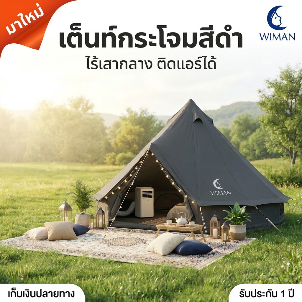 WIMAN เต็นท์กระโจม Bell Tent Black Clothing สีดำ WIMAN Canvas Bell Tent Black Edition | เต็นท์กระโจม