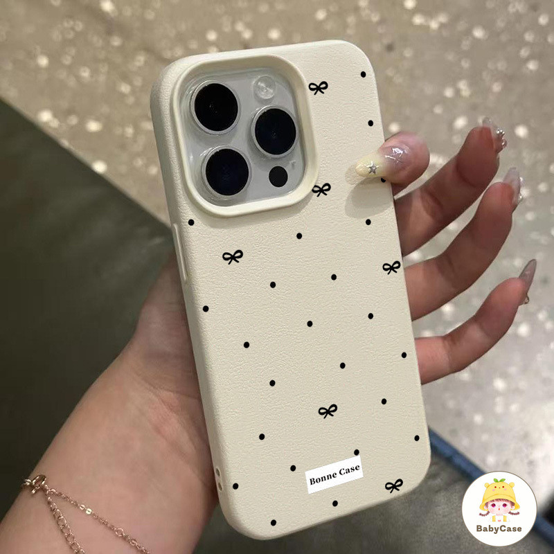 เคสไอโฟน 17 สำหรับ IPhone 15 11 17 16 13 12 14 Pro Max 7 8 14 15 Plus XR XS X Max เคสซอฟต์ ลายจุดโพลก้าโบว์ สไตล์วินเทจ