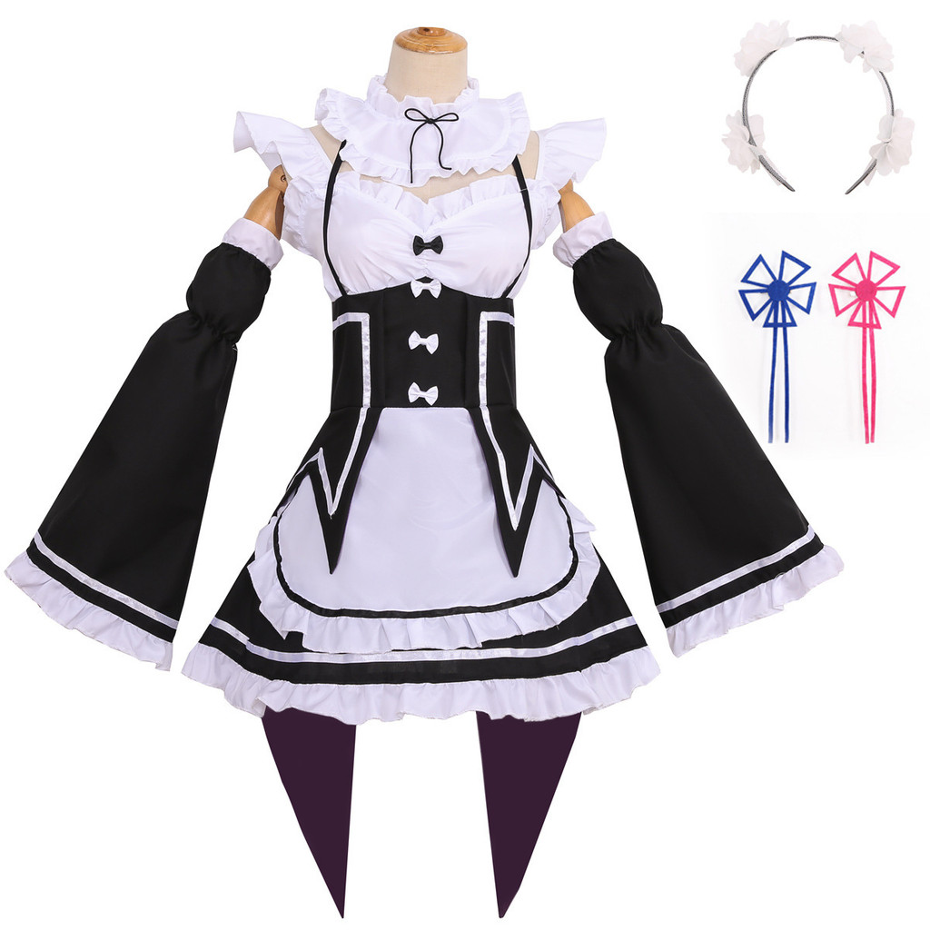 S-3XL พลัสขนาดชุดแม่บ้าน Zero-Starting Life in Another World Ram Rem Ram คอสเพลย์อะนิเมะ