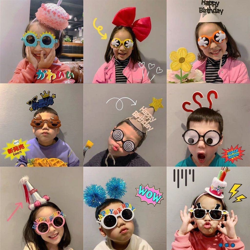 Party12y Funny red net photo prop glasses, fun birthday decoration, children's funny and unique new 