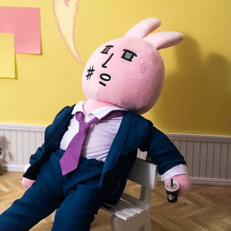 กระต่ายสีชมพูของแท้ MyFriend Original Unhappy Doll ประติมากรรมทรายตุ๊กตา Plush-คนงานโมฆะ