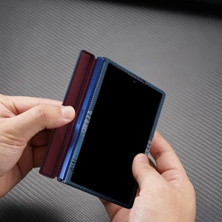 กรอบด้านหน้า + กรณีด้านหลัง Keraf แม่เหล็กที่ใช้งานได้ Samsung Z พับ 8 กว้างเคสโทรศัพท์คาร์บอนไฟเบอร์ Frosted เคสป้องกัน