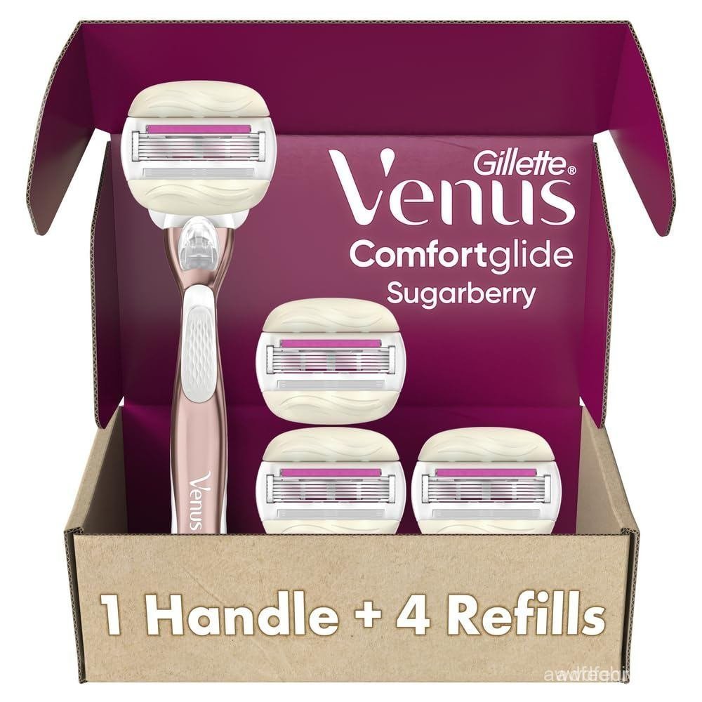 Gillette Venus Razor for Women, ComfortGlide plus Olay Sugarberry, Rose Gold Metal Handle + รีฟิล 4 