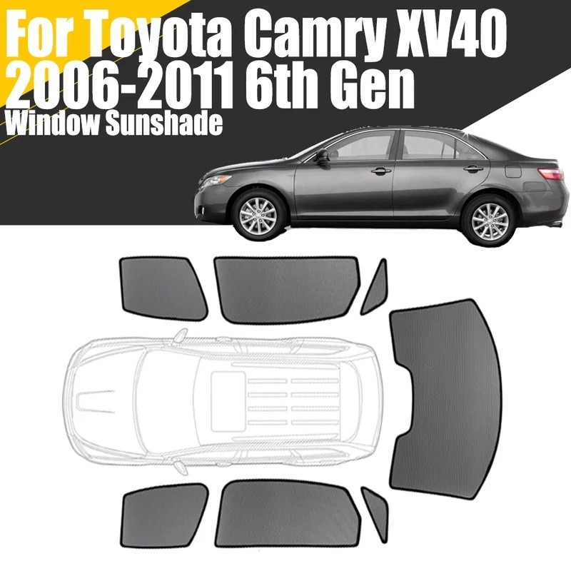 Custom Magnetic Car Window Sunshade สําหรับ Toyota Camry Sedan XV40 2006-2011 6th Gen ผ้าม่านตาข่ายด