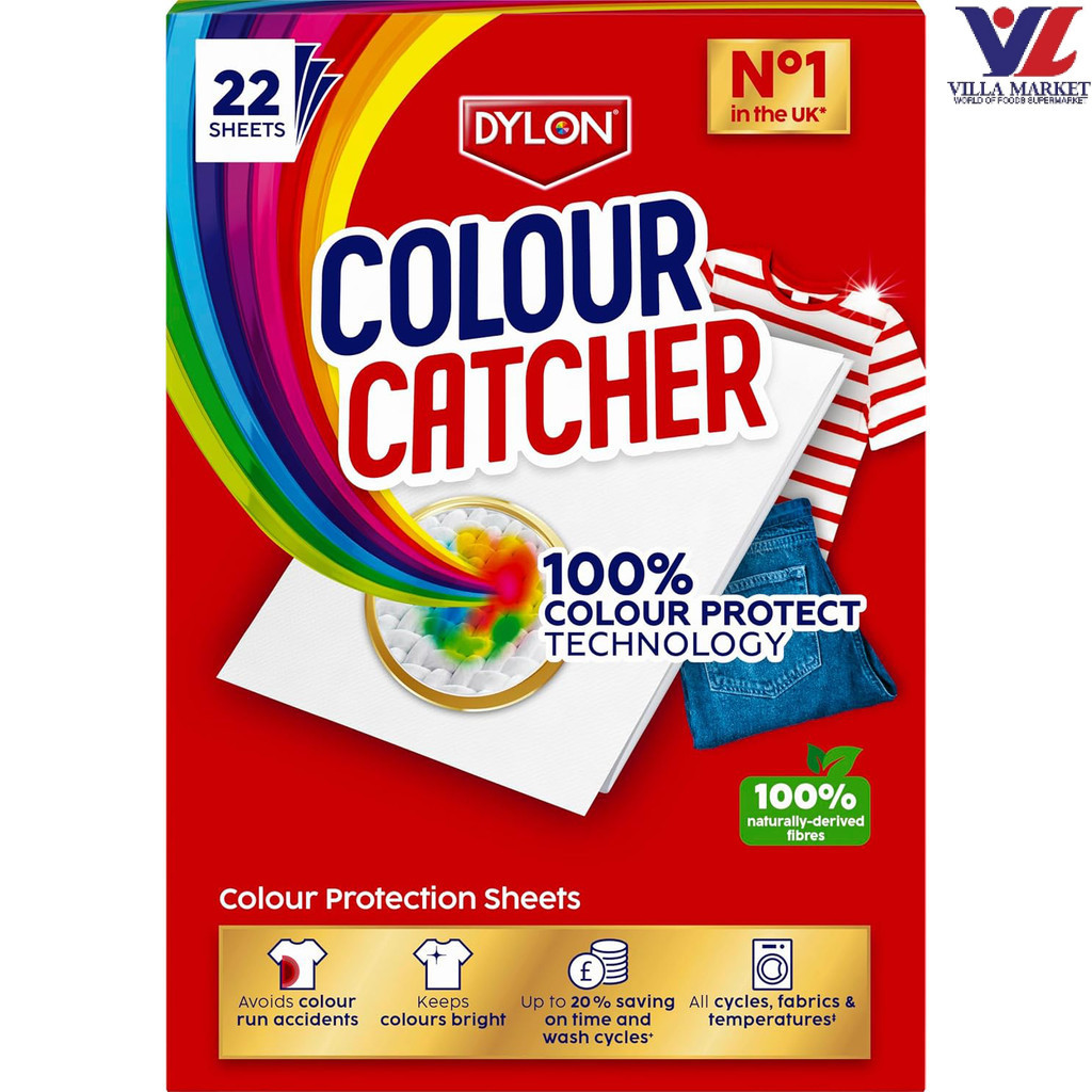 Dylon Colour Catcher Max Protect 22Pcs ไดลอน แผ่นป้องกันสีตกขณะซักผ้า สูตรปกป้องสูงสุด