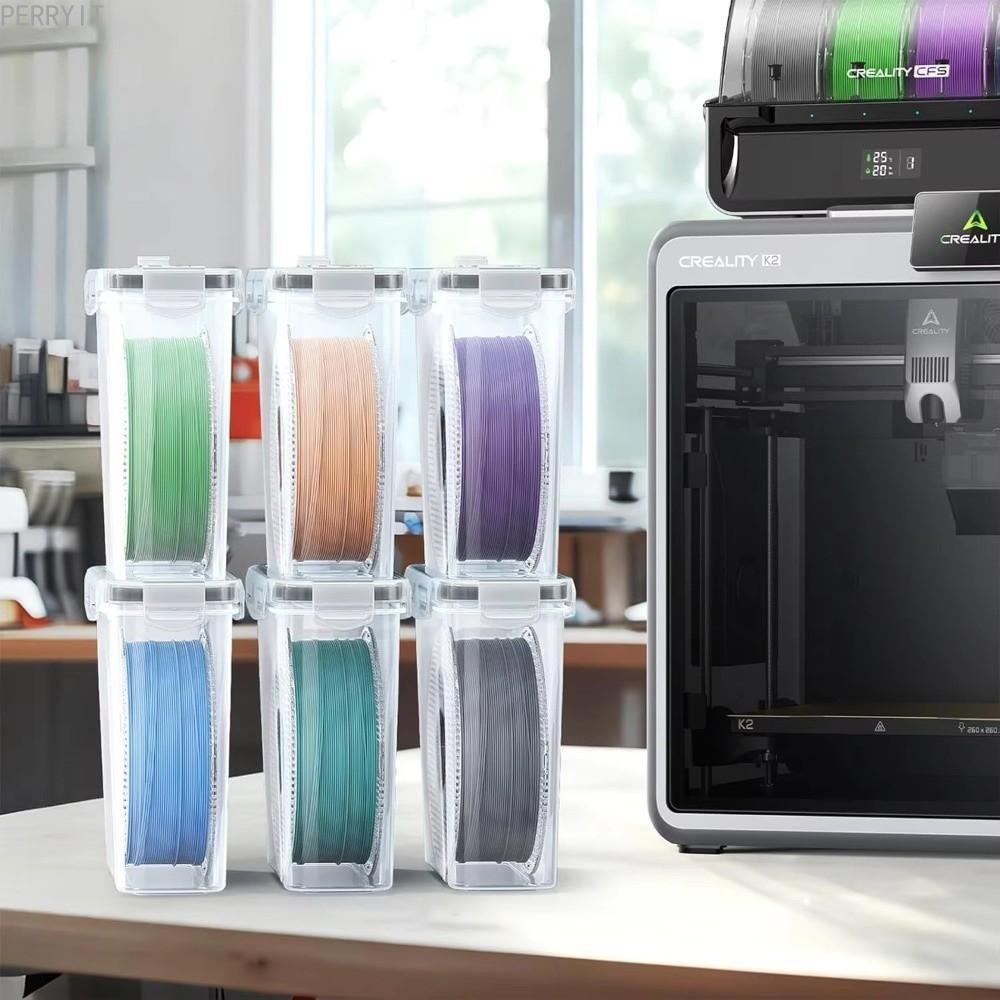 PERRY 4 ชิ้น 3D การพิมพ์กล่องเก็บเส้นใย,กันฝุ่น Airtight 3D การพิมพ์เส้นใยคอนเทนเนอร์,กันน้ํา Moisture Proof แบบพกพา Filament Storage Organizer ซีล