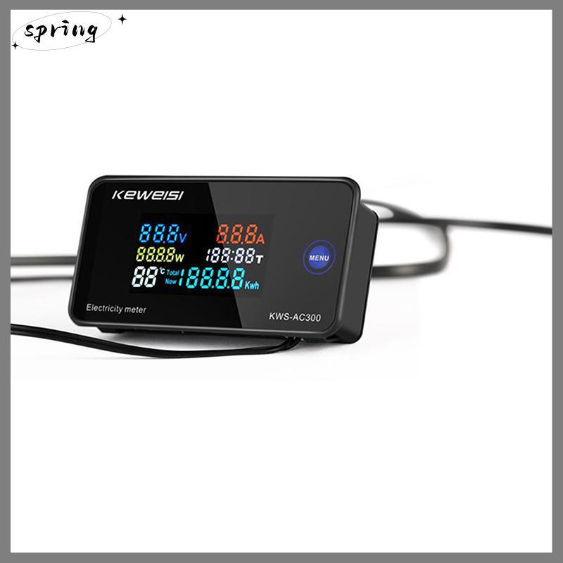 Springevenskyro KWS-AC300 ดิจิตอล AC โวลต์มิเตอร์ 50-300V 0-100A LED พลังงาน Wattmeter CCD
