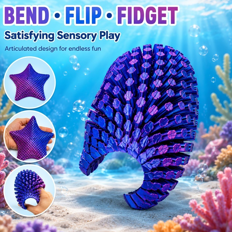 3D พิมพ์ไล่โทนสีปลาดาว Fidget ของเล่น Movable Joint ความเครียดบรรเทายืดหยุ่น Decompression ของเล่น