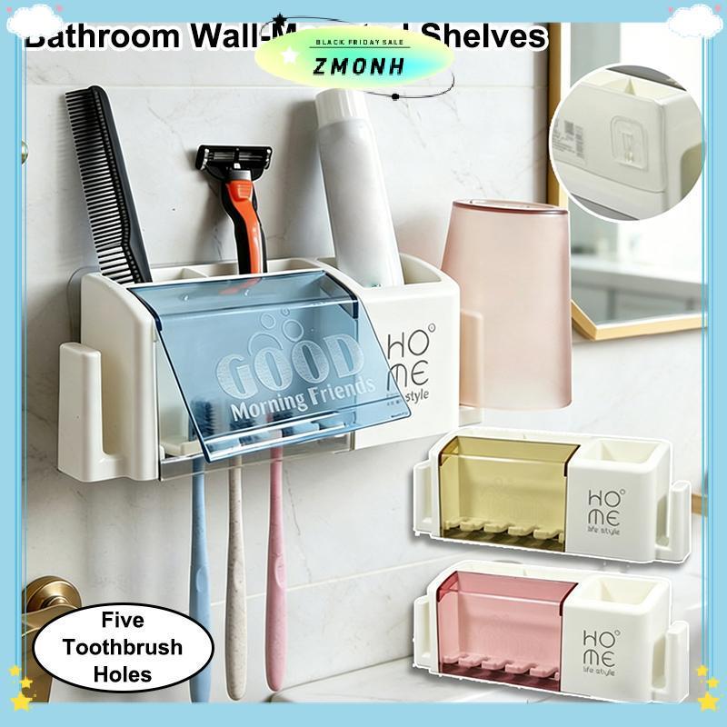 GOOD ติดผนัง Multi-Functional ห้าหลุมผู้ถือแปรงสีฟันห้องน้ํา Ra สําหรับครอบครัว Organizer แปรงสีฟันชั้นวางยาสีฟัน DDC