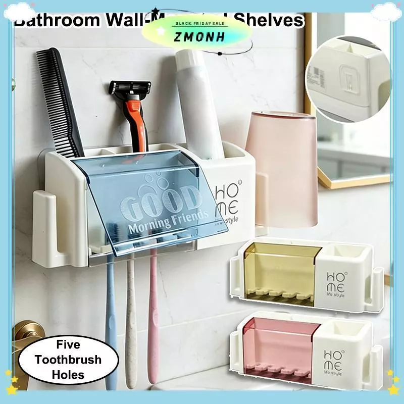 GOOD ติดผนัง Multi-Functional ห้าหลุมผู้ถือแปรงสีฟันห้องน้ํา Ra สําหรับครอบครัว Organizer แปรงสีฟันชั้นวางยาสีฟัน DDC