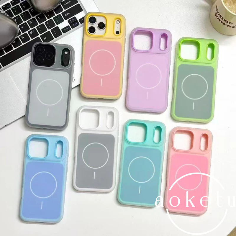 เคสโทรศัพท์แม่เหล็กเยลลี่ทูโทน 2-in-1 เหมาะสําหรับ iPhone 15, 16, 17 Pro Max รวมทุกอย่างฝาครอบซิลิโคนป้องกันการตก
