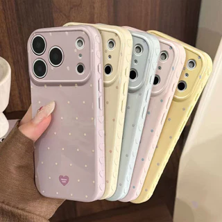 เคสสำหรับ iPhone 17 16 15 14 13 12 11 Pro Max XR XS ลายหัวใจ 3D สีชมพูอ่อน กันกระแทก กันรอย ขอบนิ่ม ถุง