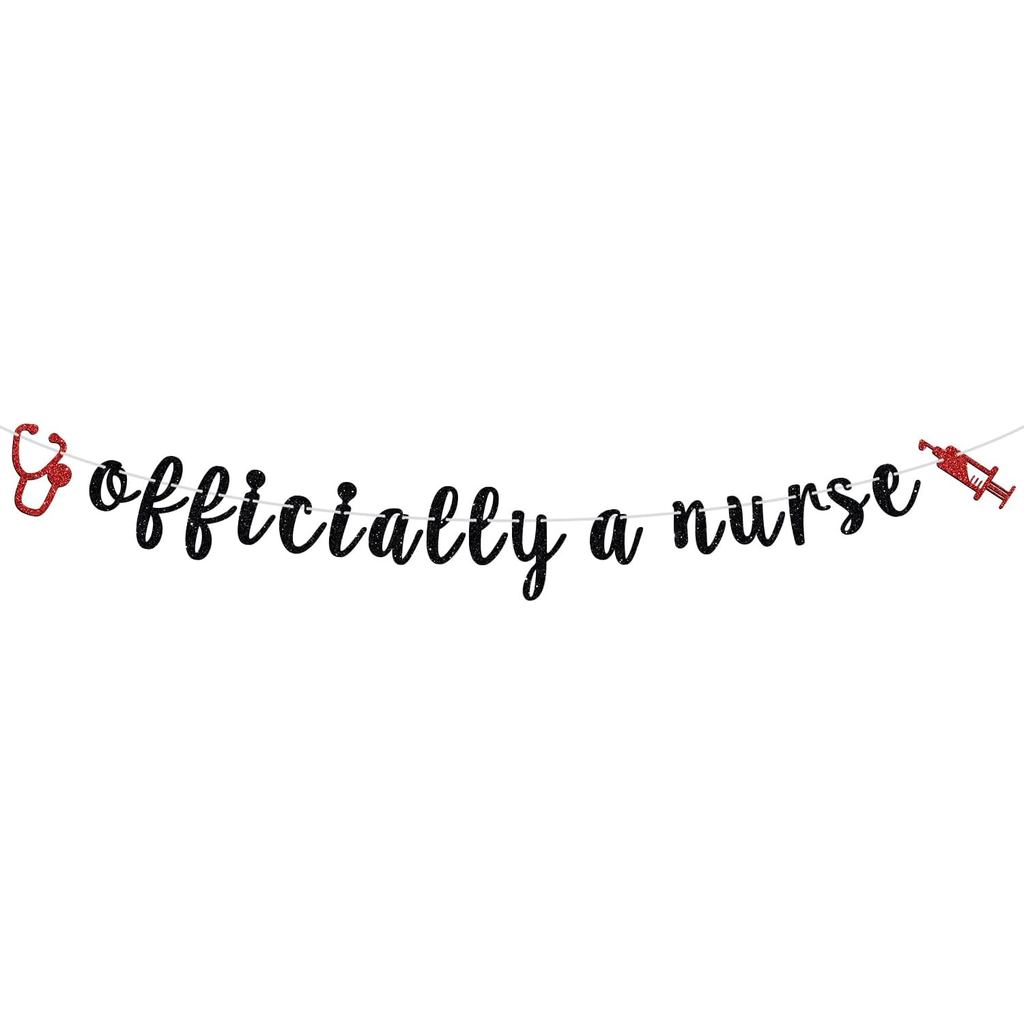 แบนเนอร์พยาบาลอย่างเป็นทางการ-กฤษฎีพยาบาล/เล็บมันต์/BSN/RN/NP/LPN - อุปกรณ์ตกแต่งงานปาร์ตี้จบการศึกษ