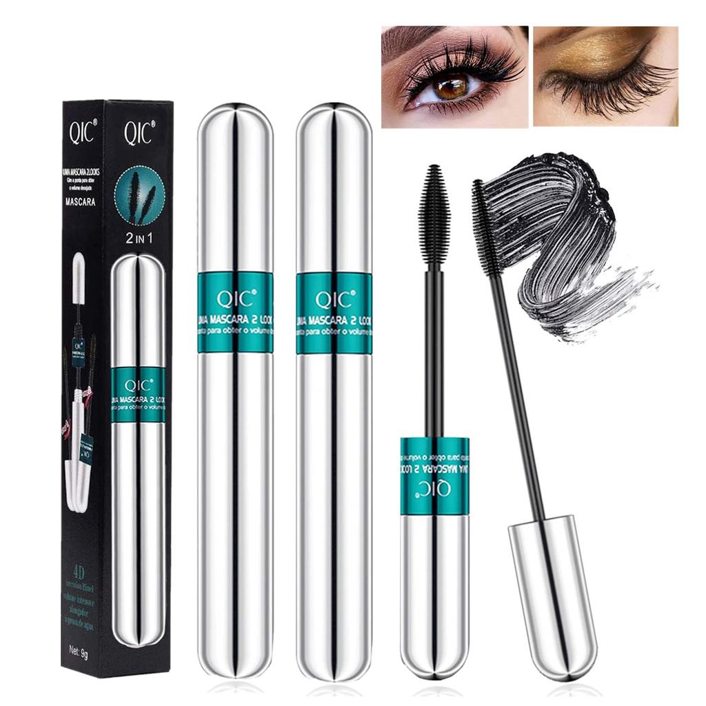 2 Pack Lash เครื่องสําอางมาสคาร่า 5x Longer Lash 2 in 1 มาสคาร่าสีดํากันน้ํา Volume และความยาว Eye เ