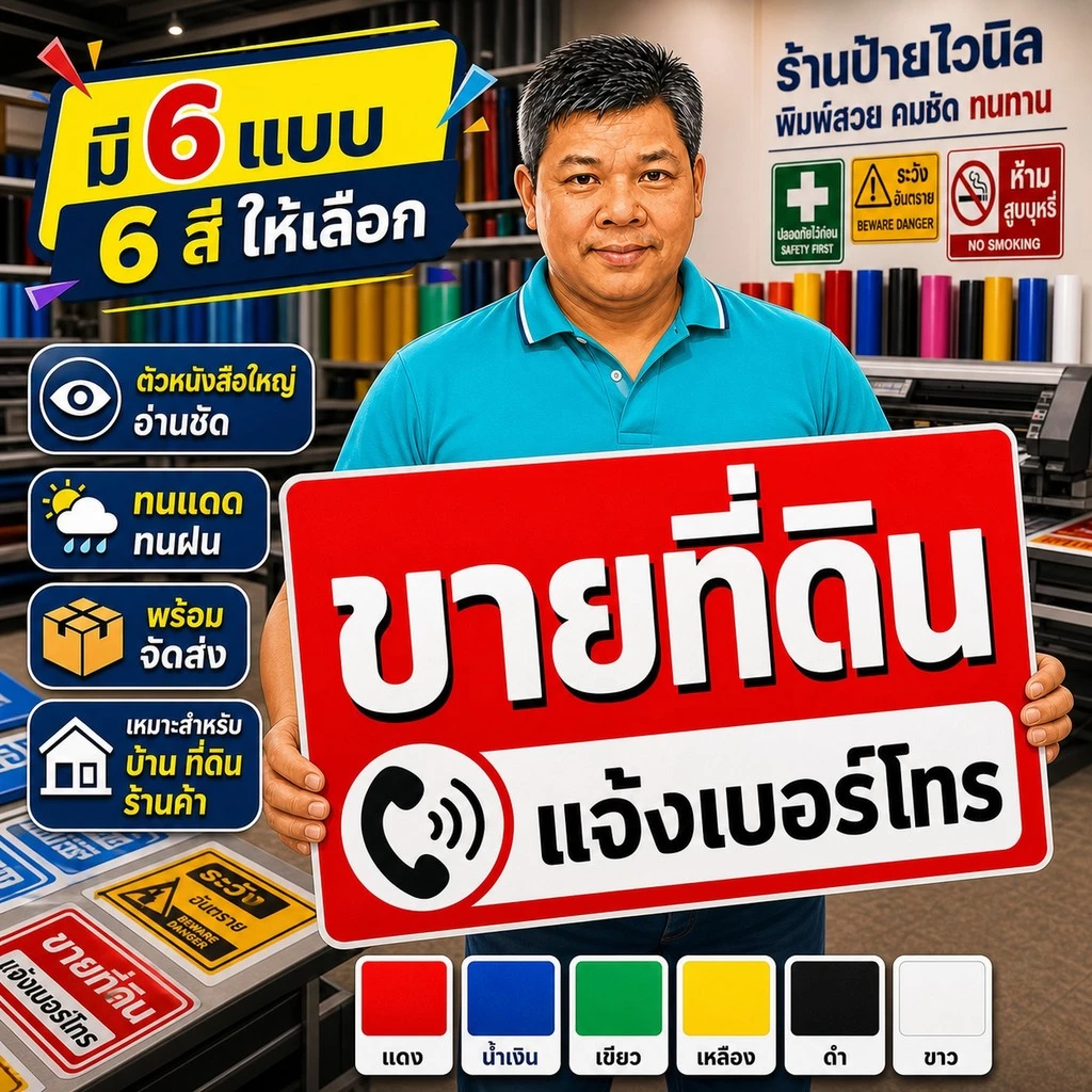 ป้ายไวนิล (VA28) ป้ายขายที่ดิน ไวนิลสำเร็จรูป พร้อมส่ง