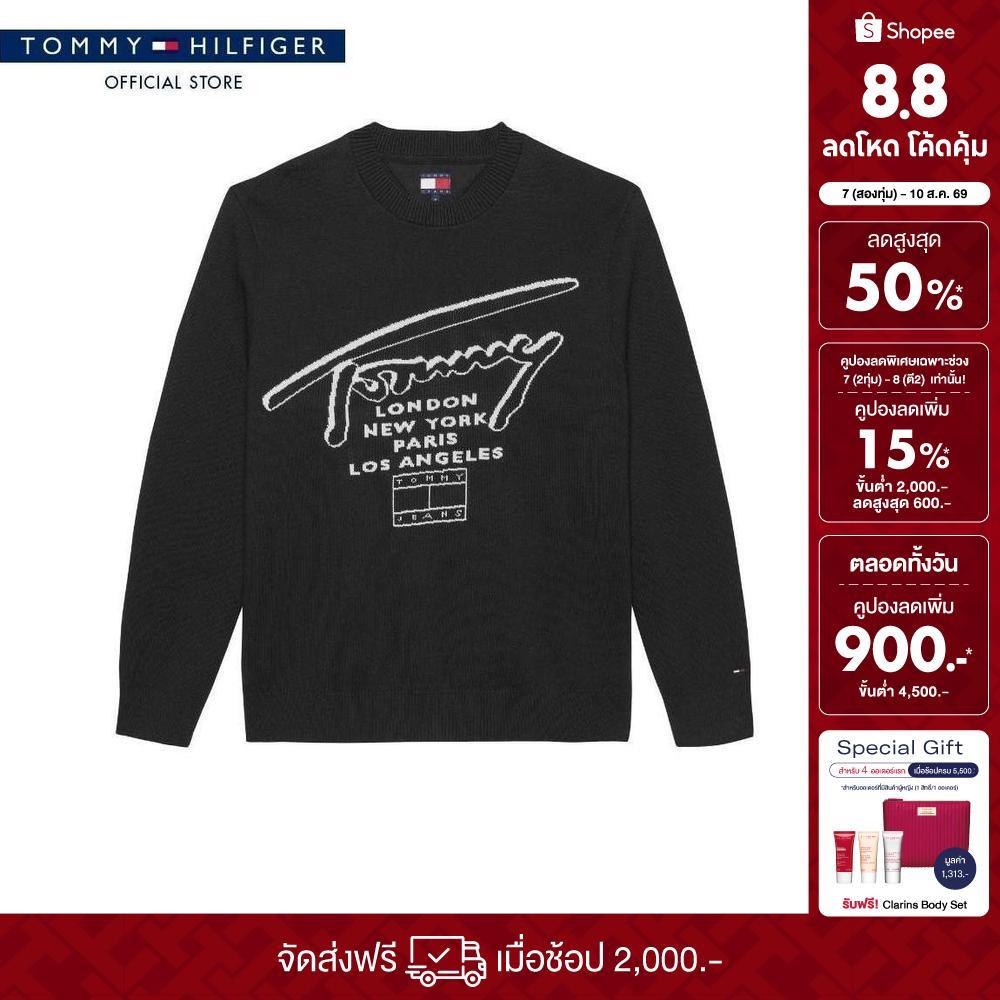 Tommy Hilfiger เสื้อสเวตเตอร์ ผู้ชาย รุ่น DM0DM22253 BDS - สีดำ ทรง Regular
