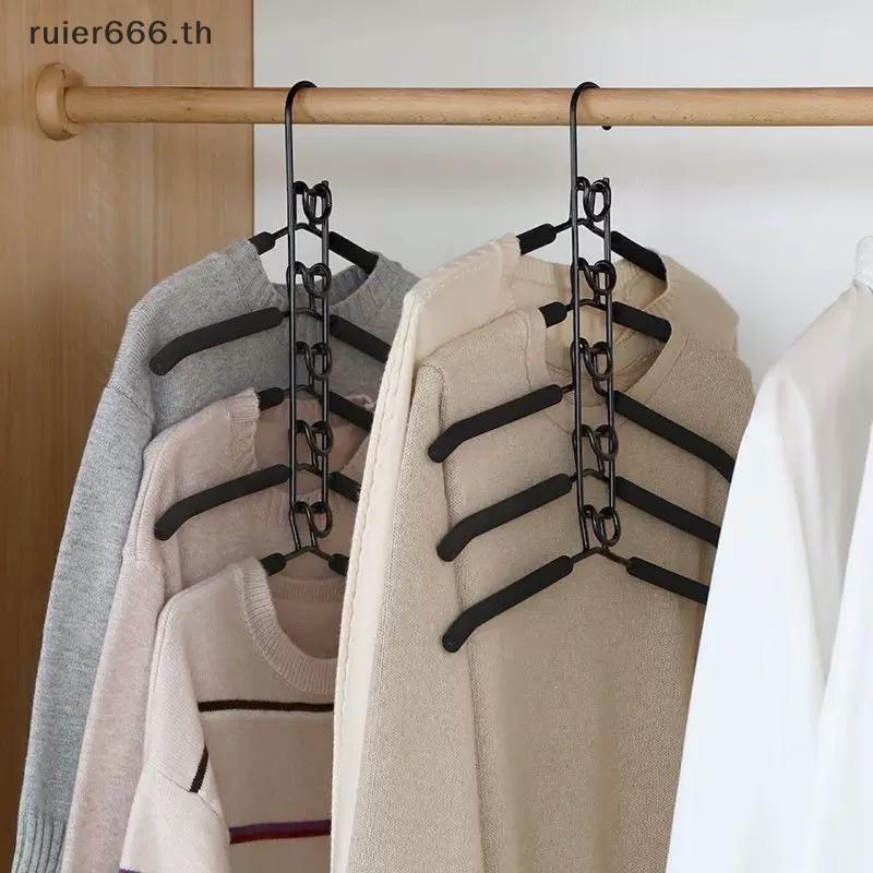 # ruiier # 1ชิ้นประหยัดพื้นที่หลายชั้นโลหะไม้แขวนเสื้อกันสนิมตู้เสื้อผ้าเสื้อผ้าออแกไนเซอร์สําหรับการจัดเก็บที่บ้าน.