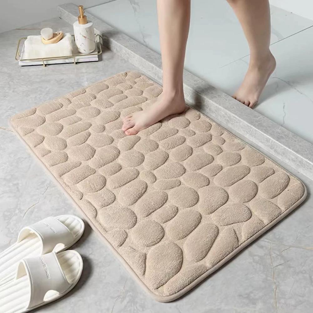 Pebble นูนลื่นเสื่อห้องน้ําดูดซับประตู Anti SLIP พรมปูพื้นสําหรับห้องน้ํา O3v8