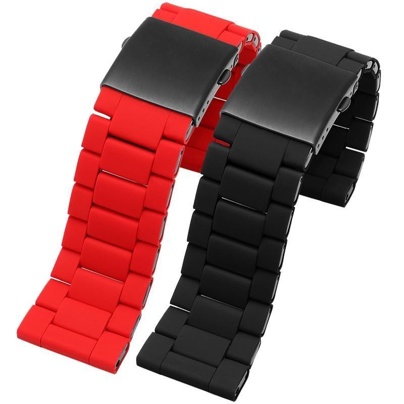 สายรัดเหมาะสําหรับดีเซล DZ7430 DZ7370 DZ7396 สีดํา Samurai สายนาฬิกาซิลิโคนสแตนเลส