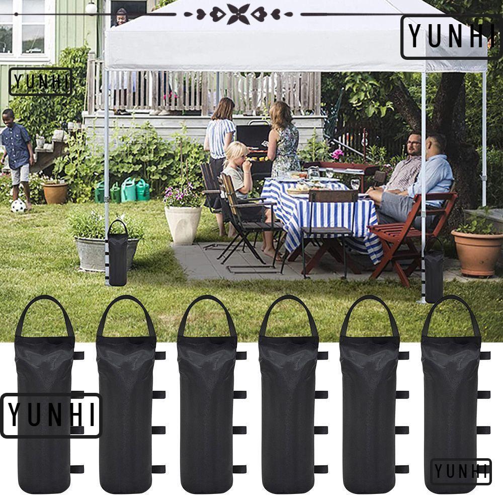 YUNHI 1/4 ชิ้น Garden Gazebo ขาเท้า, Canopy Black Tent Sandbag, แบบพกพาพร้อมที่จับ Sand Shelter กลาง