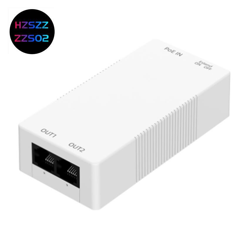Hzszzs02z2 พอร์ต Gigabit POE Repeater 1 ถึง 2 PoE Extender พร้อม IEEE802.3af/At Protection PlugandPl